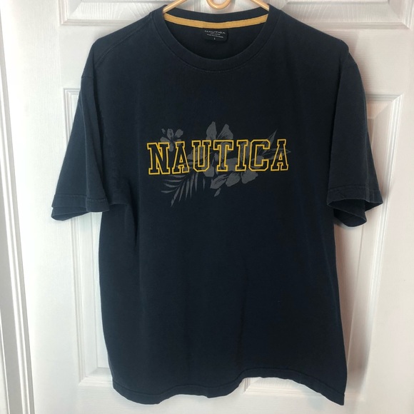 Vintage Nautica Spell out Tshirt Size Large - Picture 1 of 4